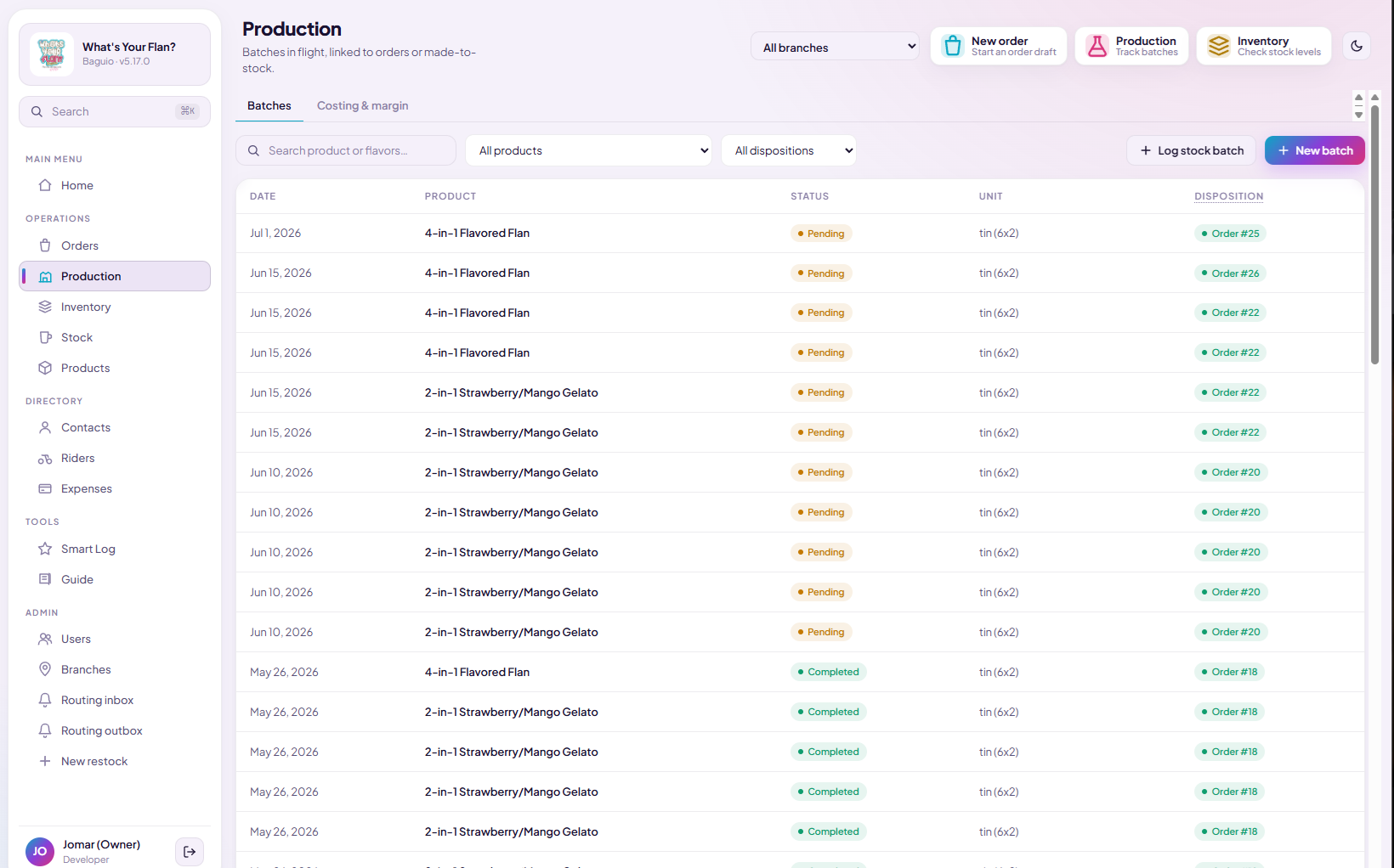 Production page